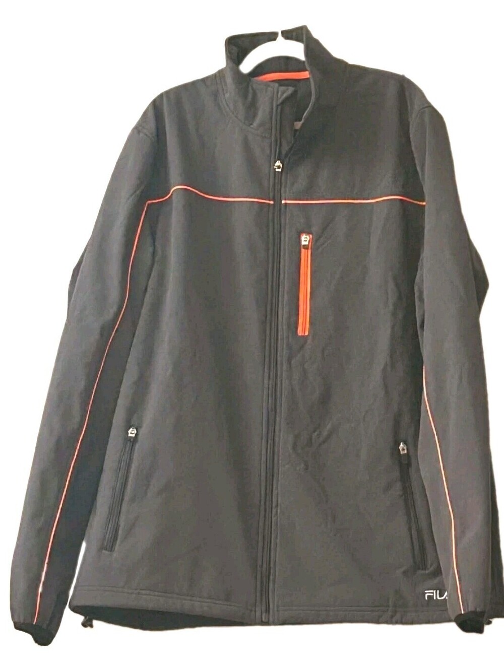 FILA Softshell Jacket Mens Size XXL Gray Orange Full Zip Performance Track